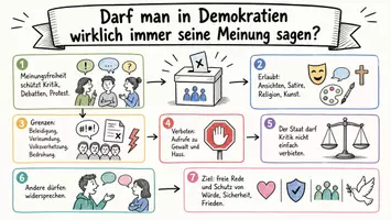 Vorschau - Arbeitsblätter - Arbeitsblätter zum Thema "Darf man in Demokratien wirklich immer seine Meinung sagen?" + Lösung & MP3 + Mindmap + Infografik - Seite 1