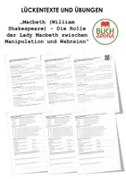 Vorschau - Arbeitsblätter - Macbeth (William Shakespeare) - Die Rolle der Lady Macbeth zwischen Manipulation und Wahnsinn (Lückentext und Übungen) - Deckblatt