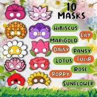 Aperçu - Apprentissages en autonomie - 10 Masques de Fleurs à Imprimer – Versions Couleur et Noir et Blanc - Page de couverture