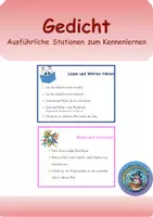 Vorschau - Arbeitsblätter - Stationen Gedicht Interpretation einüben - Deckblatt
