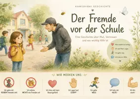 Vorschau - Bildkarten - Kamishibai „Der Fremde vor der Schule“ – Kinderschutz Geschichte für Kita & Schule | Mein Körper gehört mir | Prävention & Sicherheit Kinder - Seite 1