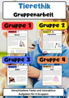 Vorschau - Arbeitsblätter - Tierethik Gruppenarbeit: Tierrechte, Tierversuche, Zirkus & Pelz - Deckblatt