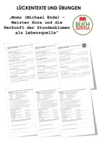 Vorschau - Arbeitsblätter - Momo (Michael Ende) - Meister Hora und die Herkunft der Stundenblumen als Lebensquelle (Lückentext und Übungen) - Deckblatt