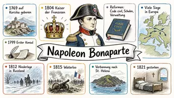 Vorschau - Arbeitsblätter - Arbeitsblätter zum Thema "Napoleon Bonaparte" + Lösung & MP3 + Mindmap + Infografiken - Seite 1