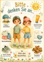 Vorschau - Bildkarten - "Freebie" Sommer-Aushang für die Kita – Bitte denken Sie an… - Deckblatt