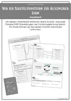 Vorschau - Arbeitsblätter - Scheitelpunktform - Allgemeine Form - Deckblatt
