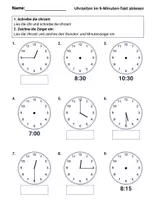 Vorschau - Arbeitsblätter - Uhrzeiten im 5-Minuten-Takt ablesen – Arbeitsblätter Klasse 2–3 | Uhrzeit schreiben & Zeiger einzeichnen | mit Lösungen - Seite 3