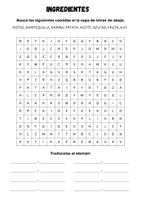 Vorschau - Arbeitsblätter - Sopa de letras / Suchsel: Zutaten (Spanisch) - Seite 1