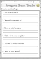 Vorschau - Arbeitsblätter - Die sieben Kontinente entdecken, Lesen und Verstehen Arbeitsblätter mit Lesetext, Fragen - Seite 3