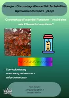 Vorschau - Stundenentwürfe - Chromatografie Rotbuche – Fotosynthese trotz roter Blätter? (Q1 NRW, Doppelstunde) - Deckblatt