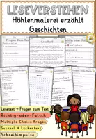 Vorschau - Arbeitsblätter - Höhlenmalerei erzählt Geschichten, Lesen und Verstehen Arbeitsblätter mit Lesetext, Fragen - Deckblatt