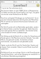 Vorschau - Arbeitsblätter - Die Keilschrift der Sumerer, Lesen und Verstehen Arbeitsblätter mit Lesetext, Fragen - Seite 2