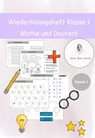 Vorschau - Arbeitsblätter - Wiederholungsheft Klasse 1 Mathe und Deutsch - Deckblatt