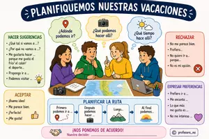 Vorschau - Arbeitsblätter - 🌴 2 Doppelstunden Spanisch eine Reise planen Ferien Wortschatz Diskutieren las vacaciones 🌴 - Deckblatt