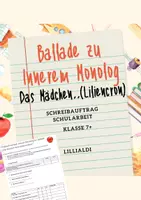 Vorschau - Arbeitsblätter - Probeschularbeit Innerer Monolog (Liliencron) - Deckblatt