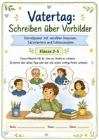 Vorschau - Arbeitsblätter - Vatertag: Schreiben über Vorbilder – sensibles Schreibpaket mit Satzstartern & Schmuckseiten | Klasse 2–5 - Deckblatt