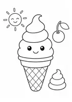 Vorschau - Mal- und Bastelvorlagen - Ausmalbilder Sommer Eis kostenlos | Vorschule & Grundschule 1-2 Klasse | Feinmotorik & Konzentration - Seite 1