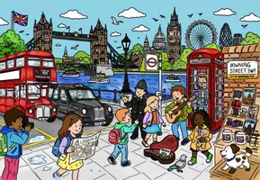 Vorschau - Anderer Materialtyp - Wimmelbild zum Suchen & Ausmalen: In London - Seite 1