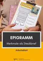 Vorschau - Arbeitsblätter - Epigramm: Steckbrief zu den Merkmalen - Deckblatt