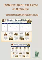 Vorschau - Arbeitsblätter - – kompaktes Faltmaterial mit Lösung Zeitfalten: Klerus und Kirche im Mittelalter - Deckblatt