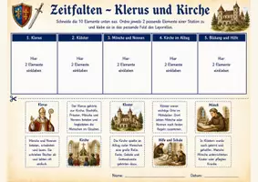 Vorschau - Arbeitsblätter - – kompaktes Faltmaterial mit Lösung Zeitfalten: Klerus und Kirche im Mittelalter - Seite 1