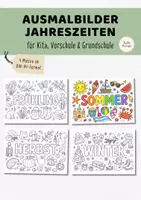 Vorschau - Mal- und Bastelvorlagen - Ausmalbilder Jahreszeiten kostenlos | Vorschule & Grundschule Kunst 1-4 Klasse | Feinmotorik & Konzentration - Deckblatt