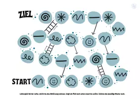 Vorschau - Stationenlernen - Leiterspiel Grafomotorik Würfeln und Zeichnen - Deckblatt