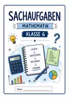 Vorschau - Arbeitsblätter - Mathe Sachaufgaben Klasse 6 Arbeitsblätter mit Lösungen - Deckblatt