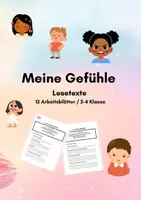 Vorschau - Stundenentwürfe - Gefühle verstehen – Lesetexte & Arbeitsblätter (Klasse 2–4) | Differenziert mit ⭐ & 2 Lineaturen - Deckblatt