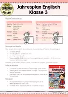 Vorschau - Lehrpläne/Lehrermaterial - Jahresplan Englisch Klasse 3 – Themenverteilung mit Materialvorschlägen - Seite 1