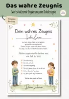Vorschau - Mal- und Bastelvorlagen - Das wahre Zeugnis 1.-4. Klasse | Affirmationen & Mutmacher Zeugnis | Persönliche Urkunde Schuljahresende - Deckblatt
