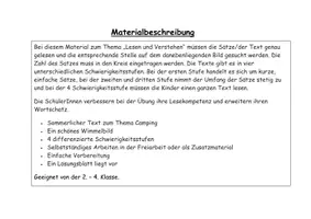 Vorschau - Arbeitsblätter - Wimmelbild - Lesen und Verstehen - Campingausflug - Seite 1