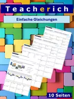 Vorschau - Arbeitsblätter - Einfache Gleichungen durch Äquivalenzumformungen lösen - Deckblatt