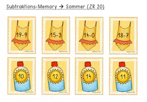 Vorschau - Stationenlernen - Sommer - Subtraktionsmemory - ZR20 - Seite 3