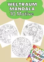 Vorschau - Mal- und Bastelvorlagen - Weltraum-Mandalas: 10 Ausmalbilder - Deckblatt