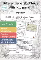 Vorschau - Arbeitsblätter - Insekten Klasse 4 | Lesetexte & Sachtexte | Nachhaltigkeit & Umwelt | differenziert mit Lösungen - Deckblatt
