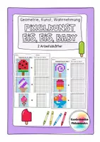 Vorschau - Arbeitsblätter - Pixelkunst Eis, Eis, Baby - Kunst, Geometrie, Wahrnehmung - Deckblatt