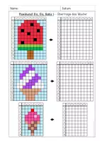 Vorschau - Arbeitsblätter - Pixelkunst Eis, Eis, Baby - Kunst, Geometrie, Wahrnehmung - Seite 1