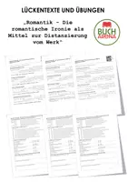 Vorschau - Arbeitsblätter - Romantik - Die romantische Ironie als Mittel zur Distanzierung vom Werk (Lückentext und Übungen) - Deckblatt