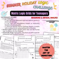Vista previa - Hojas de trabajo - UK Summer Holiday Logic Puzzles | Secondary Maths & Critical Thinking Challenge - Portada