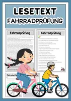Vorschau - Arbeitsblätter - Fahrradprüfung - 2 Lesetexte mit Fragen - Deckblatt