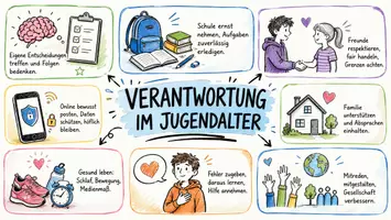 Vorschau - Arbeitsblätter - Arbeitsblätter "Verantwortung im Jugendalter" + interaktive Lösung & MP3 + Mindmap + Infografik - Seite 1