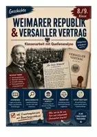 Vorschau - Stundenentwürfe - Geschichte Klassenarbeit: Versailler Vertrag & Weimarer Verfassung inkl. Quellenanalyse, Erwartungshorizont & Bewertungsschlüssel Gymnasium | Klasse 9 - Deckblatt