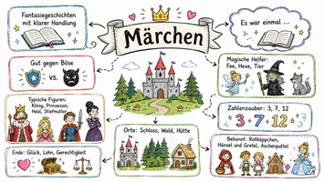 Vorschau - Arbeitsblätter - Arbeitsblatt "Märchen" + Onlineübung & MP3 + Mindmap + Infografik - Seite 1