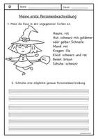 Vorschau - Arbeitsblätter - Meine erste Personenbeschreibung - Hexe - Deckblatt