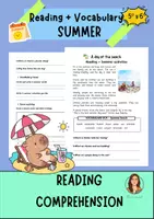 Vista previa - Fichas informativas / Documentos de lectura - ☀️📚 Reading + Vocabulary – SUMMER 🌴🍦 5º y 6º Primaria - Portada