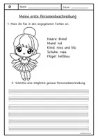 Vorschau - Arbeitsblätter - Meine erste Personenbeschreibung - Fee - Deckblatt