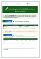 Vorschau - Arbeitsblätter - Proteinbiosynthese Sek II: Transkription, Translation & Sichelzellanämie — Arbeitsblatt mit Lösungen - Seite 1