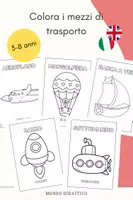anteprima - Giochi - Mezzi di Trasporto da Colorare: Album Bilingue ITA-ENG - Pagina di copertina