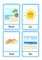 Vista previa - Tarjetas / Manipulativos - 🌴 Summer Flashcards – ☀️ Vocabulario Primaria - página 1